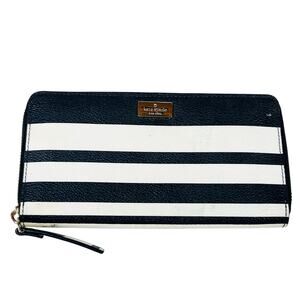 Kate Spade Shore Street Clutch Wallet Black And White Striped Leather